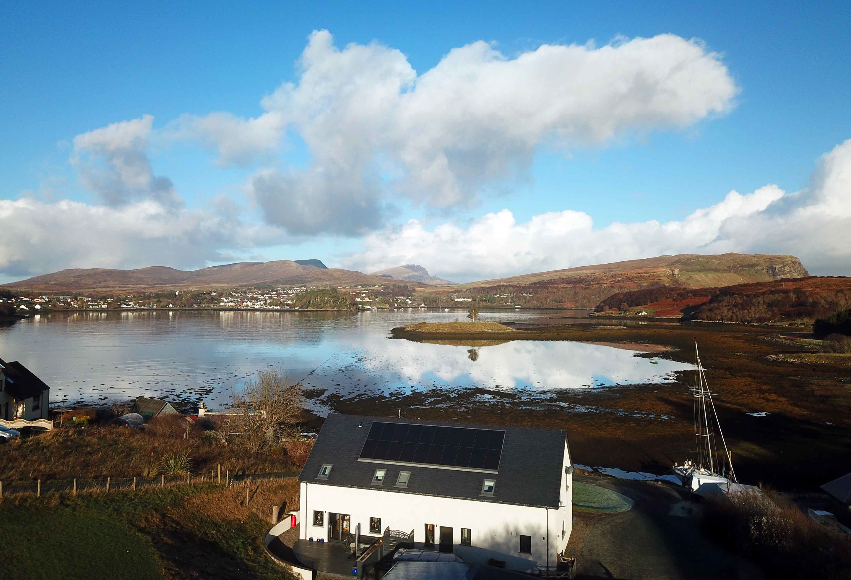 Enjoy sea views of Portree and the Isle of Skye at Scorr House self catering accommodation