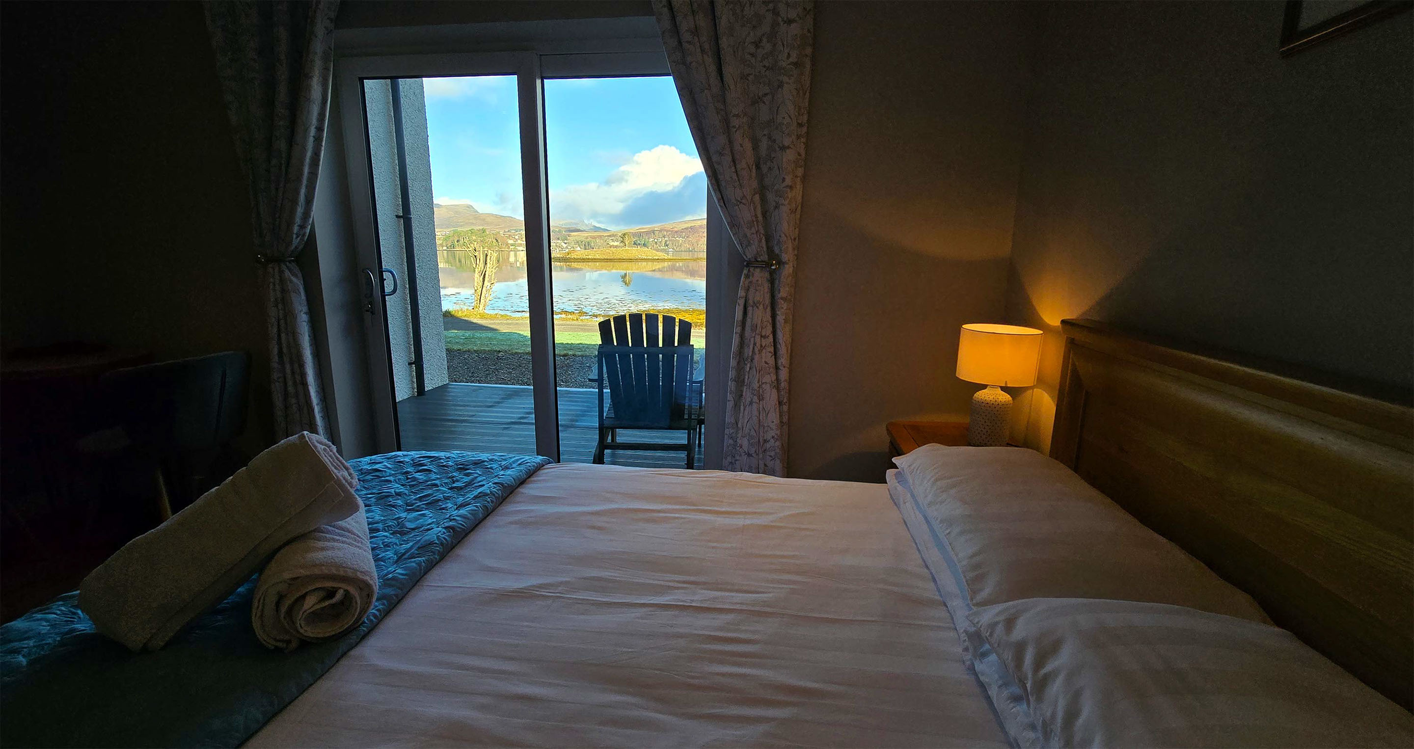 Scorr House self catering accommodation offers sea views of Loch Portree on the Isle of Skye